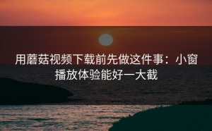 用蘑菇视频下载前先做这件事：小窗播放体验能好一大截