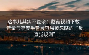 这事儿其实不复杂：蘑菇视频下载：音量与亮度手势最容易被忽略的“反直觉规则”