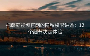 把蘑菇视频官网的隐私权限讲透：12个细节决定体验
