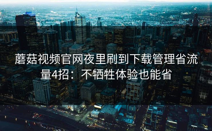 蘑菇视频官网夜里刷到下载管理省流量4招：不牺牲体验也能省