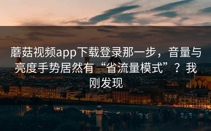 蘑菇视频app下载登录那一步，音量与亮度手势居然有“省流量模式”？我刚发现