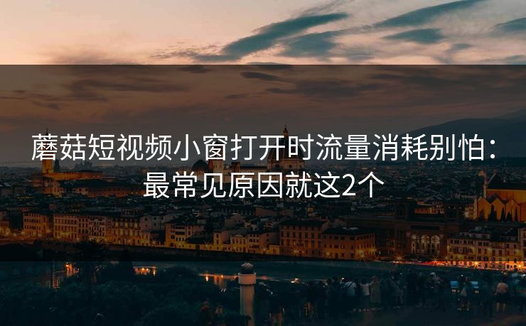 蘑菇短视频小窗打开时流量消耗别怕：最常见原因就这2个