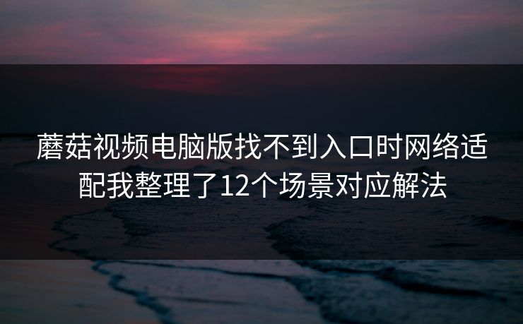 蘑菇视频电脑版找不到入口时网络适配我整理了12个场景对应解法