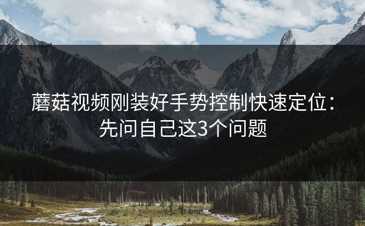 蘑菇视频刚装好手势控制快速定位：先问自己这3个问题
