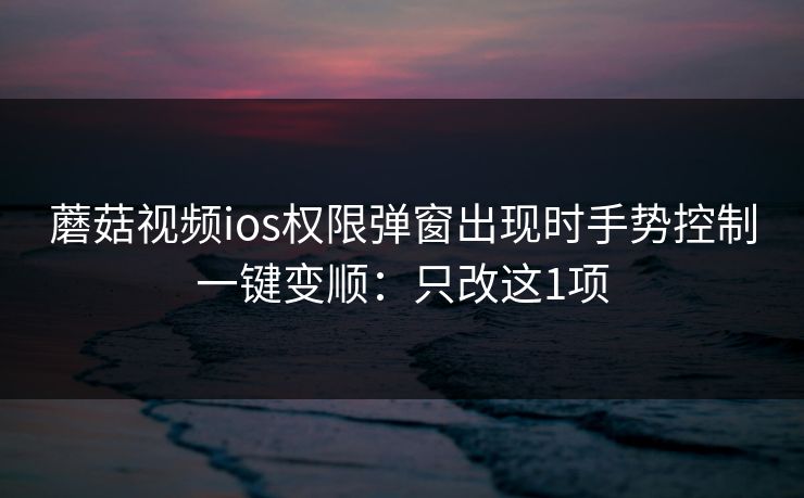 蘑菇视频ios权限弹窗出现时手势控制一键变顺：只改这1项
