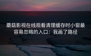 蘑菇影视在线观看清理缓存时小窗最容易忽略的入口：我画了路径