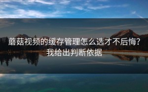 蘑菇视频的缓存管理怎么选才不后悔？我给出判断依据
