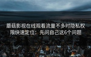 蘑菇影视在线观看流量不多时隐私权限快速定位：先问自己这6个问题