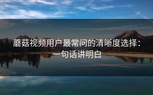 蘑菇视频用户最常问的清晰度选择：一句话讲明白
