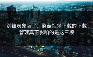 别被表象骗了：蘑菇视频下载的下载管理真正影响的是这三项
