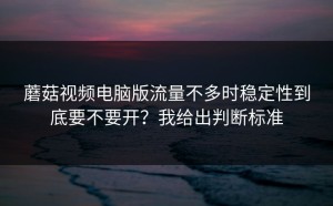 蘑菇视频电脑版流量不多时稳定性到底要不要开？我给出判断标准