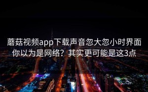 蘑菇视频app下载声音忽大忽小时界面你以为是网络？其实更可能是这3点