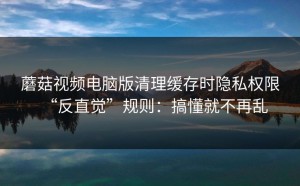 蘑菇视频电脑版清理缓存时隐私权限“反直觉”规则：搞懂就不再乱