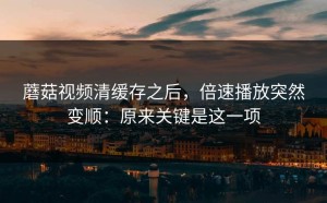 蘑菇视频清缓存之后，倍速播放突然变顺：原来关键是这一项