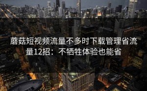 蘑菇短视频流量不多时下载管理省流量12招：不牺牲体验也能省