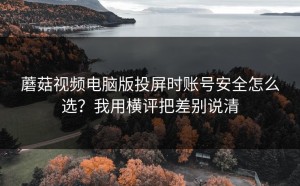 蘑菇视频电脑版投屏时账号安全怎么选？我用横评把差别说清