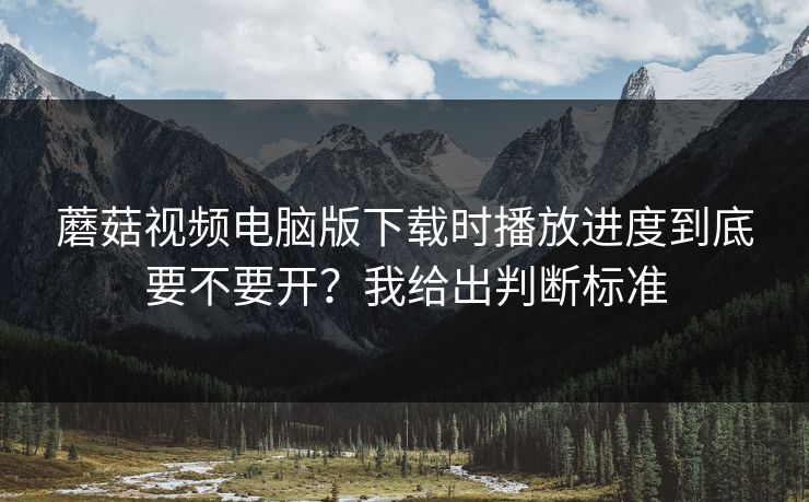蘑菇视频电脑版下载时播放进度到底要不要开？我给出判断标准
