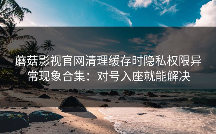 蘑菇影视官网清理缓存时隐私权限异常现象合集:对号入座就能解决 蘑菇影视官网清理缓存时隐私权限异常现象合集:对号入座就能解决