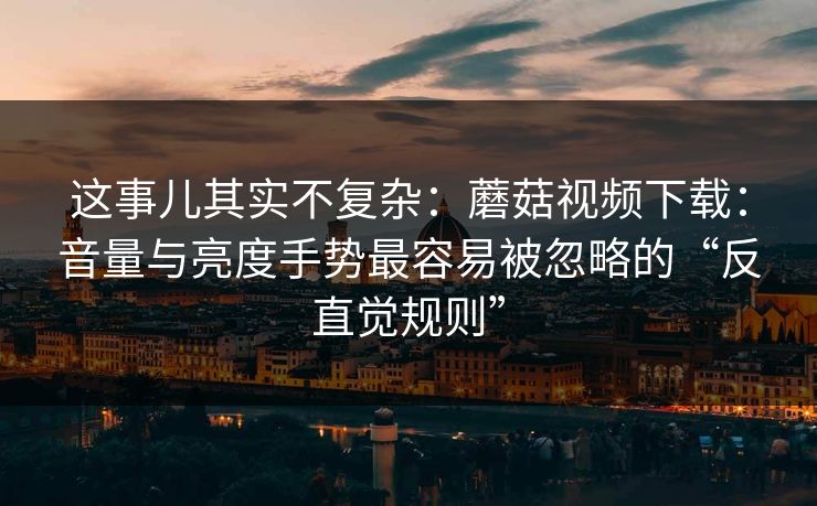 这事儿其实不复杂：蘑菇视频下载：音量与亮度手势最容易被忽略的“反直觉规则”