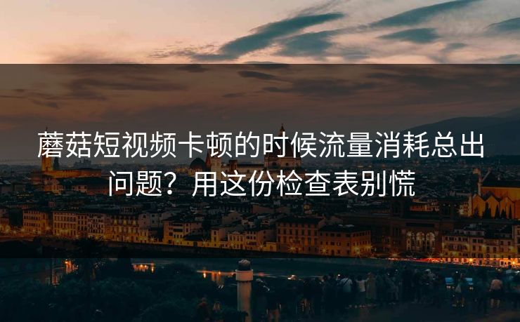 蘑菇短视频卡顿的时候流量消耗总出问题？用这份检查表别慌
