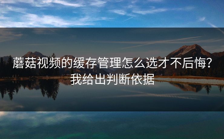 蘑菇视频的缓存管理怎么选才不后悔？我给出判断依据